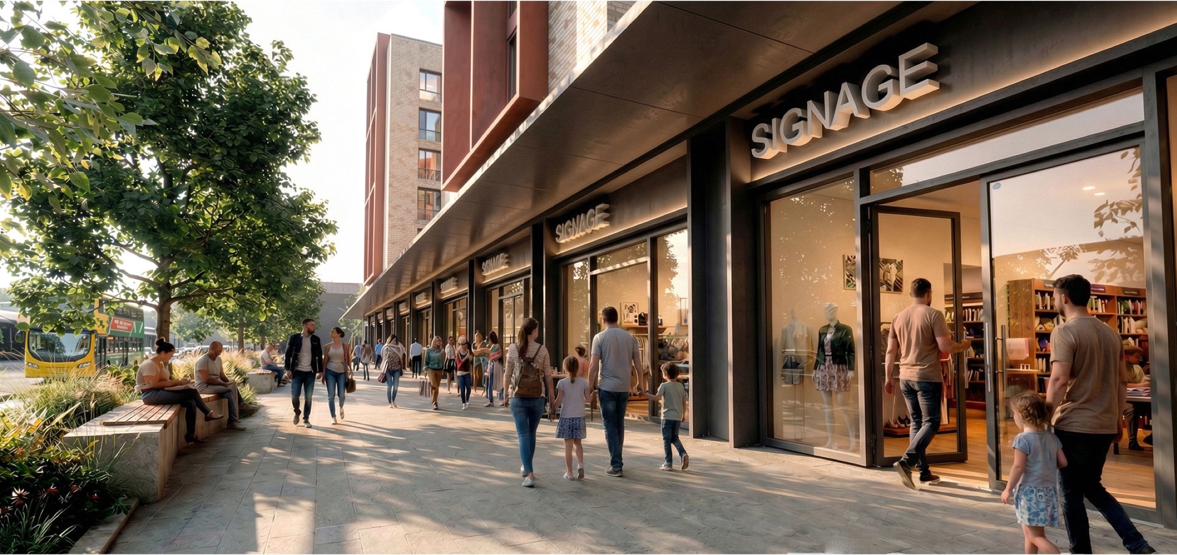 Covered shopping colonnade along Phibsborough Road