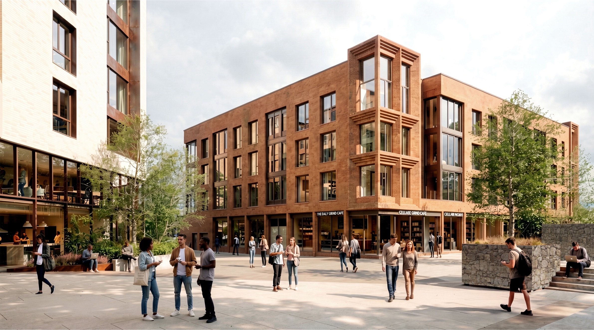 Public plaza at the centre of the scheme